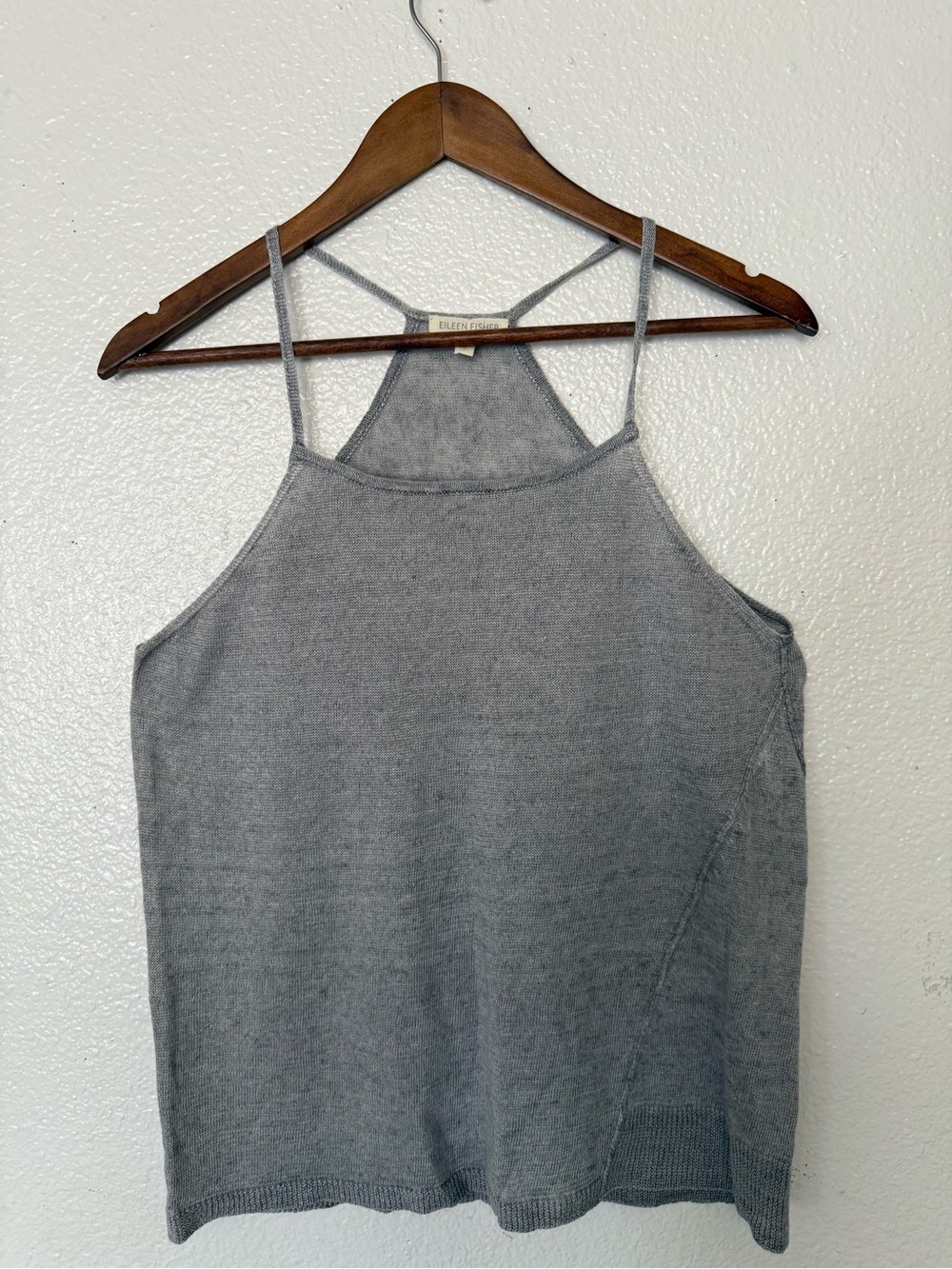 Eileen Fisher Light Gray Knit Halter Cami Top Women’s Size Small linen